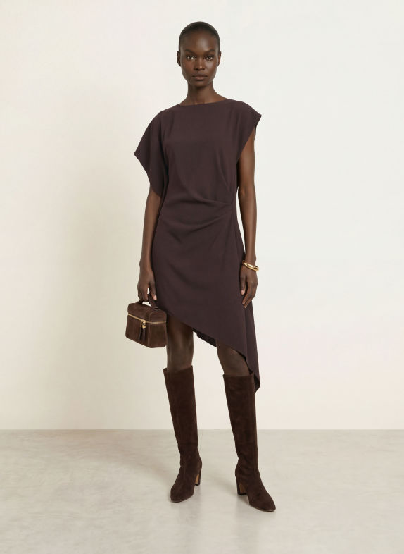 REISS Kleid ATHENA mit Volants DUNKELROT