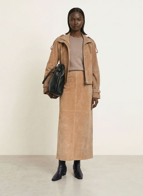 MRS & HUGS Leather skirt BEIGE