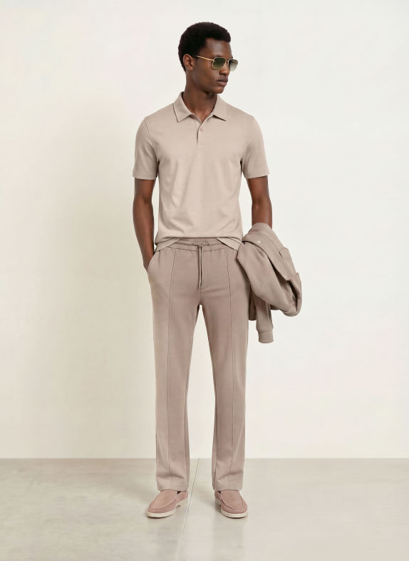REISS Jersey polo shirt EARL BEIGE