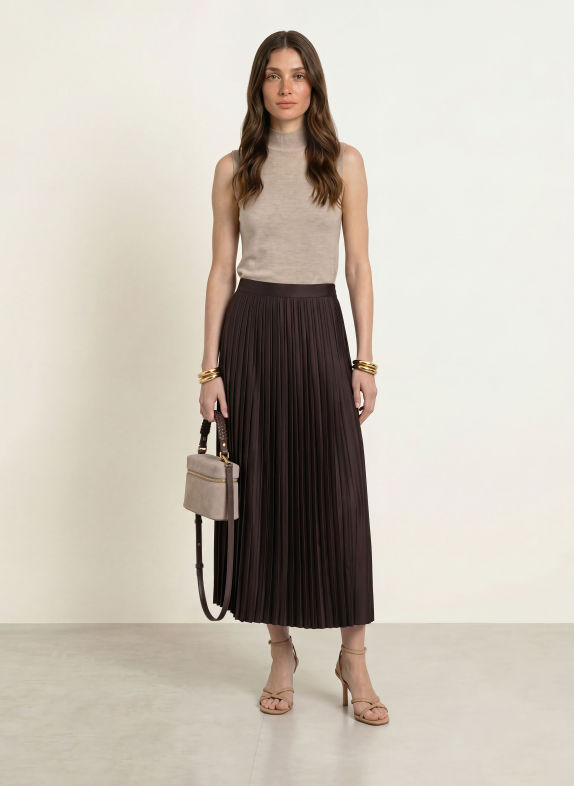 REISS Plisseerock SAVANNAH DUNKELBRAUN
