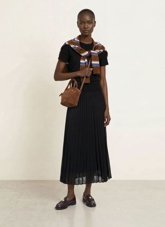 CLAUDIE PIERLOT Kleid im Materialmix mit Plissees SCHWARZ