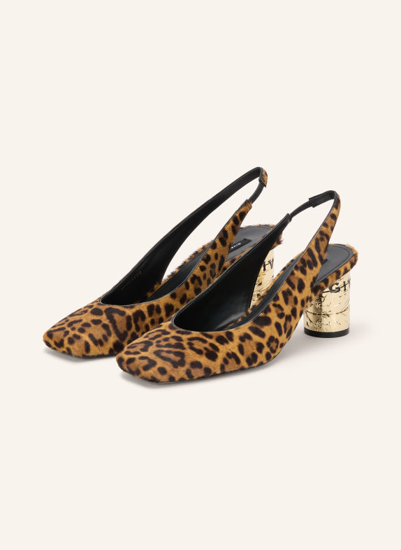 GIVENCHY Czółenka typu slingback CAMELOWY / ZŁOTY / CZARNY