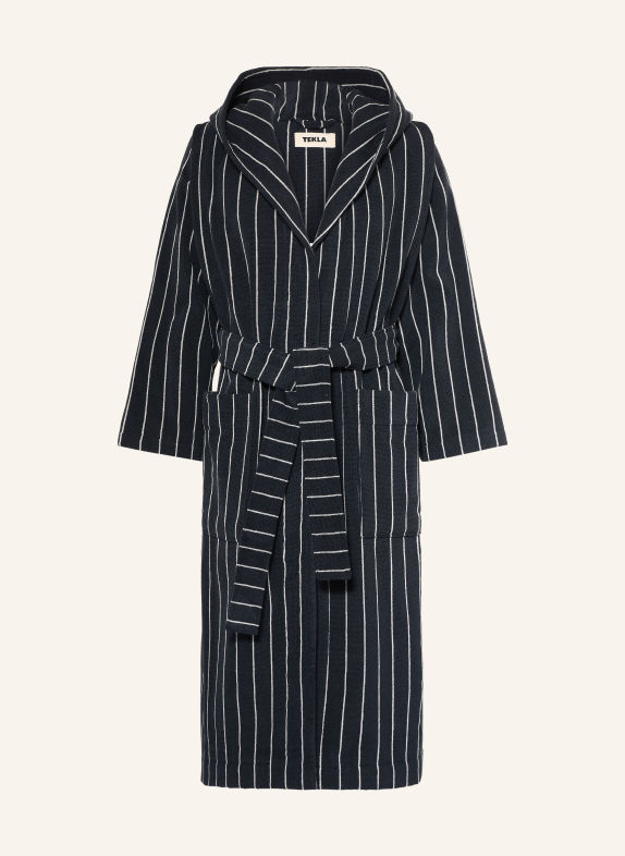 TEKLA ANTWERP Unisex Hooded Bathrobe BLACK / WHITE
