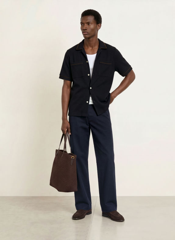 REISS WEAVER Comfort Fit Short-sleeve shirt DARK BLUE