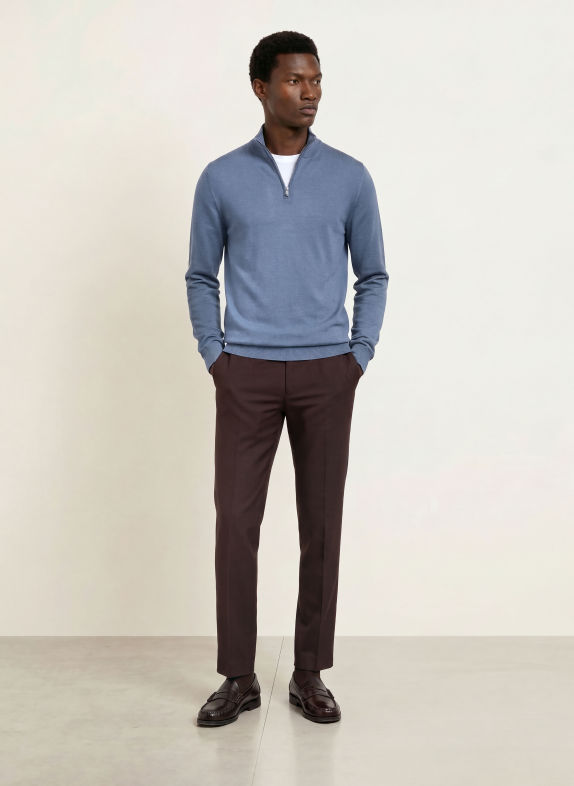 REISS Pull col zippé BLACKHALL BLEU