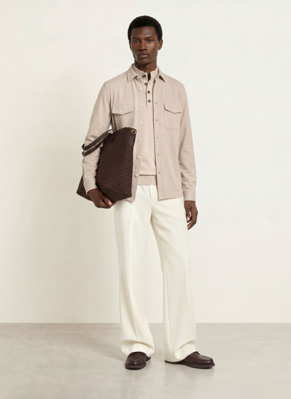 REISS Overshirt MCSHANE aus Jersey BEIGE