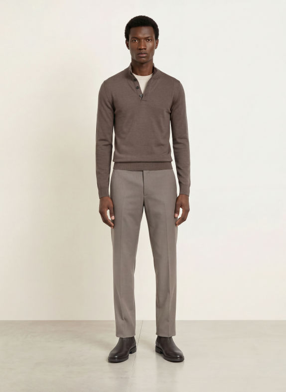 REISS Sweter typu troyer FARNHAM BRĄZOWY