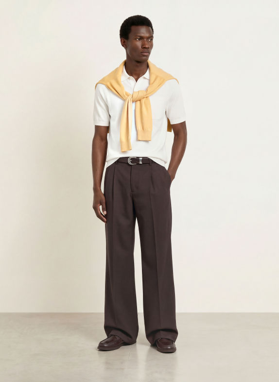REISS SELKIRK Knit polo shirt WHITE