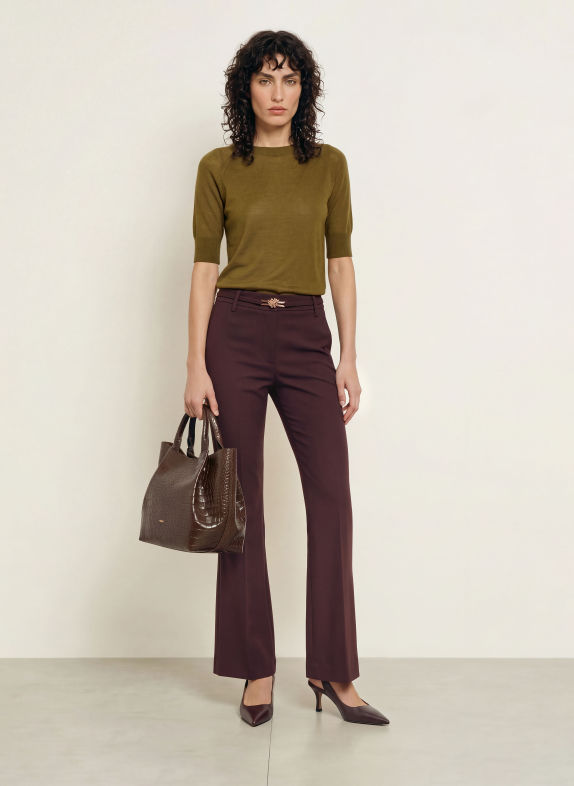 REISS Gebreid shirt SUZZIE van merinowol KAKI