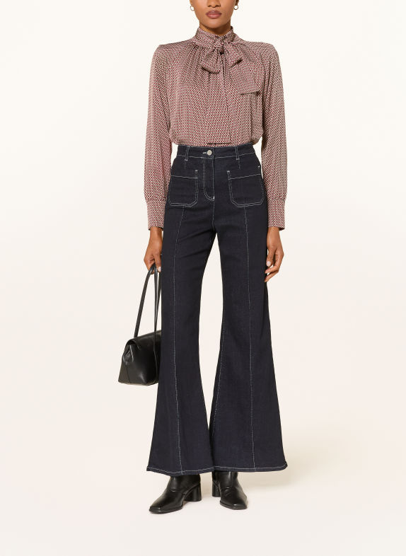 REISS Schluppenbluse EDEN DUNKELROT / BEIGE / KHAKI