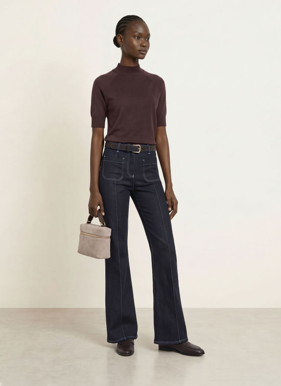 REISS Gebreid shirt SIENNA DONKERROOD