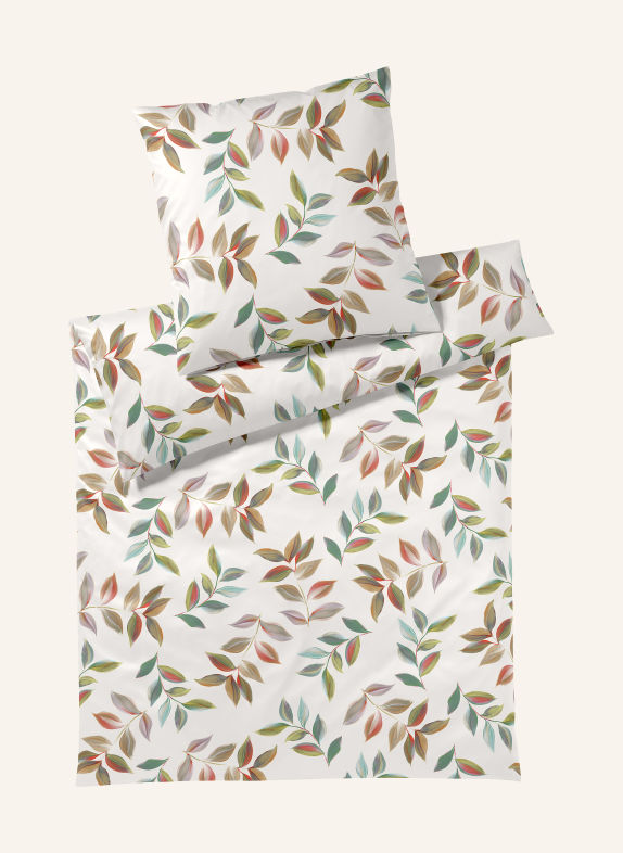 elegante Bettwäsche WAVE CREME / HELLROT / GRÜN