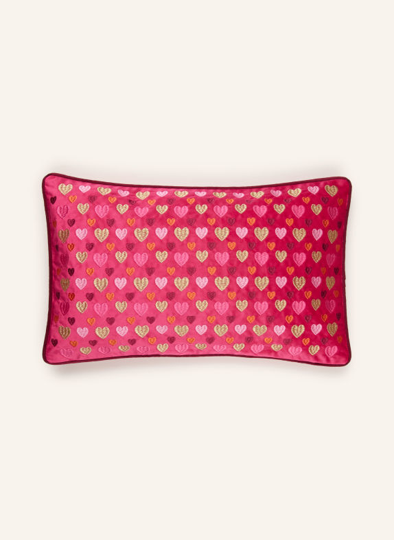 PAD Sierkussenhoes HEARTS van fluweel ROZE / GOUD / ORANJE