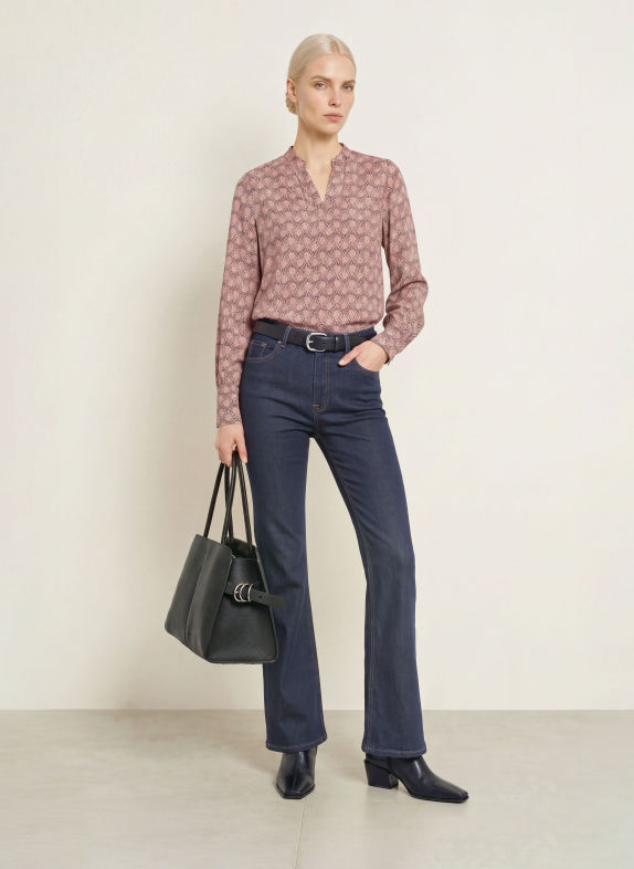 MORE & MORE Blusenshirt ROSÉ / DUNKELBRAUN / BEIGE