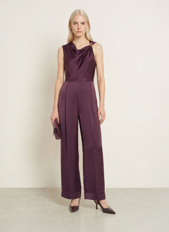 Phase Eight Combinaison en satin AVRIL ROUGE FONCÉ / OR