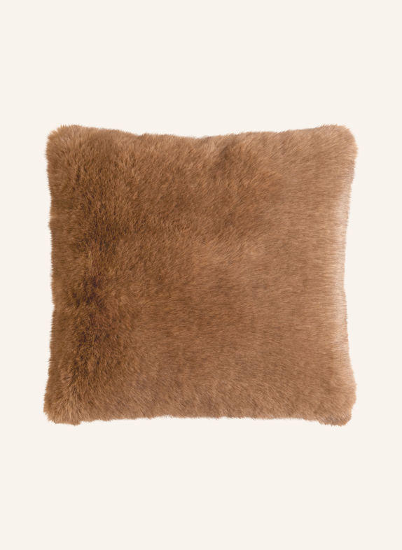 MAGMA VELU Decorative Cushion Cover Made of Faux Fur DARK BROWN / LIGHT BROWN