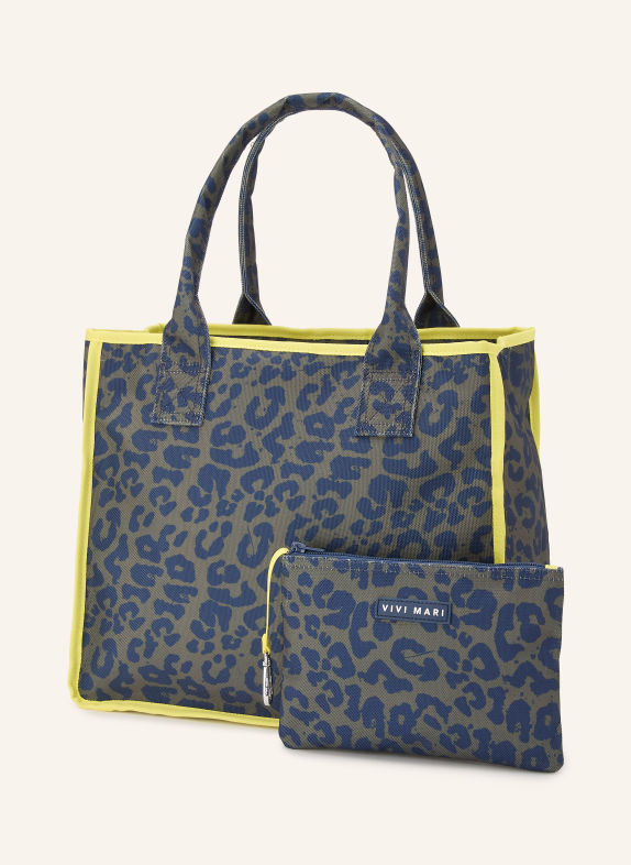 VIVI MARI Shopper mit Pouch OLIV / NEONGELB / DUNKELBLAU
