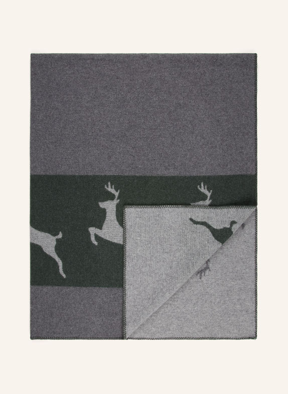 ESKIMO SEDRUN throw blanket with merino wool DARK GREEN / DARK GRAY / GRAY