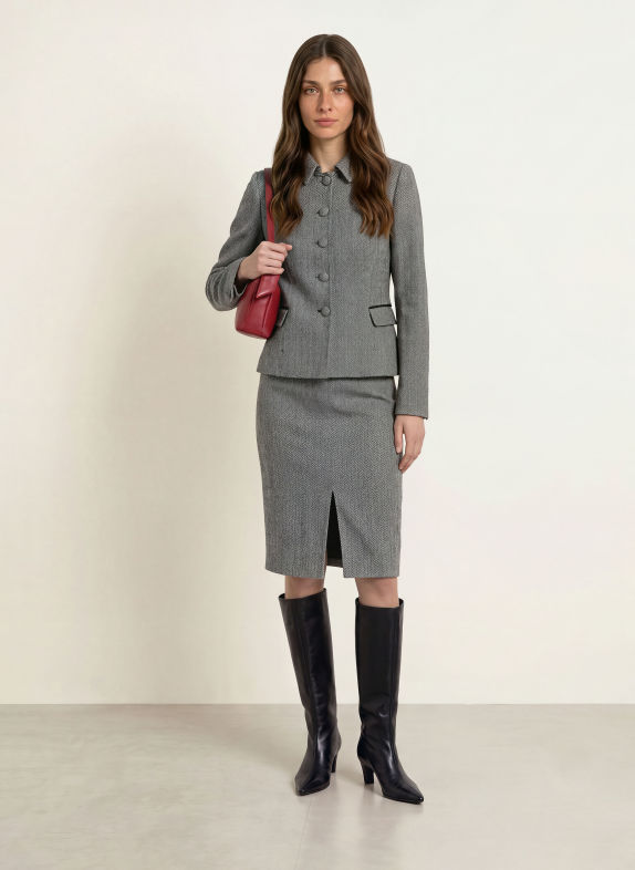 HOBBS Kjol DELPHINE SVART / ECRU