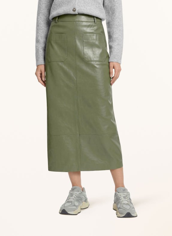 CARTOON Rok met leerlook KAKI