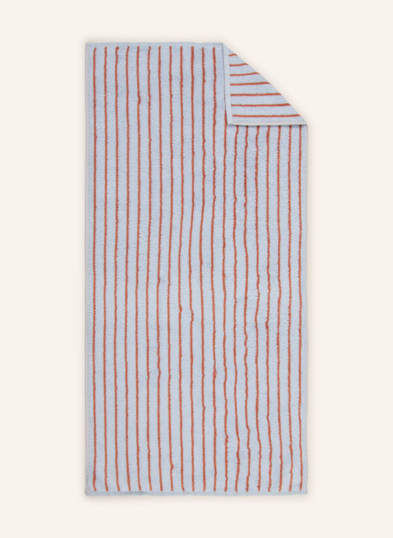 Cawö Handdoek WEEKEND LICHTBLAUW / DONKERORANJE