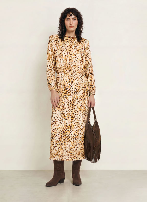ba&sh Kleid HOELIA BEIGE / DUNKELBRAUN