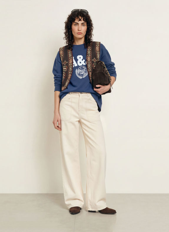 ba&sh Široké džíny ZOEL ECRU OFF WHITE