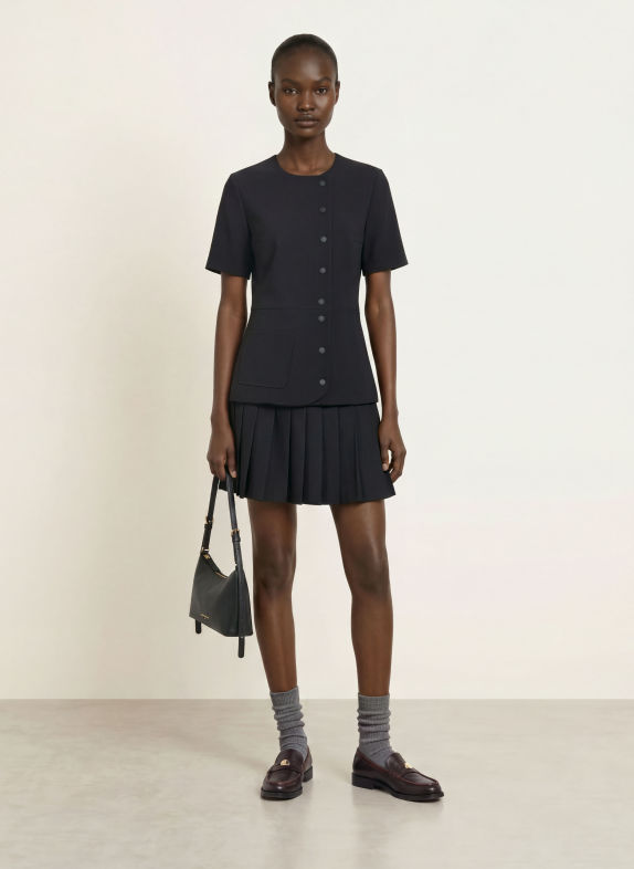CLAUDIE PIERLOT Kleid im Materialmix SCHWARZ
