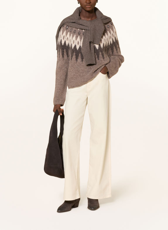 Marc O'Polo Pullover DUNKELBRAUN / CREME / DUNKELGRAU