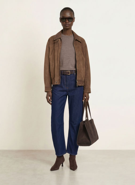REISS Leren blouson COOPER BRUIN