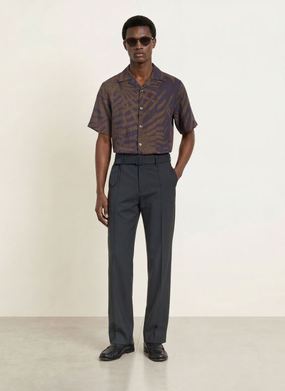 REISS Resort-overhemd SHINDORA Relaxed Fit DONKERBLAUW / MARRON FONCÉ