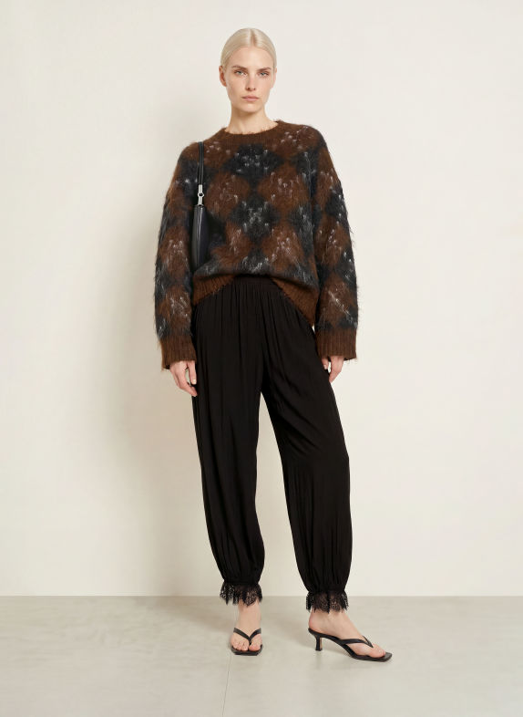 ICHI Hose IHTULLAN mit Spitze SCHWARZ