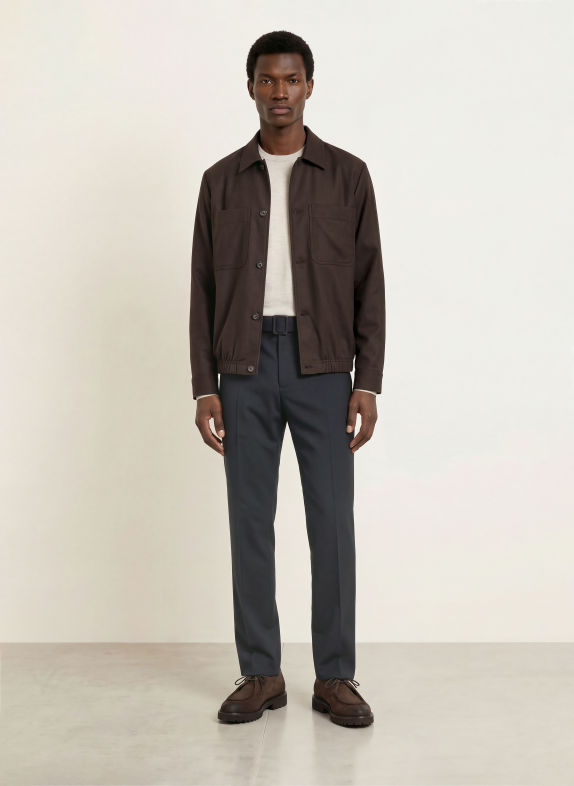 REISS Overshirt PENGE TMAVĚ HNĚDÁ