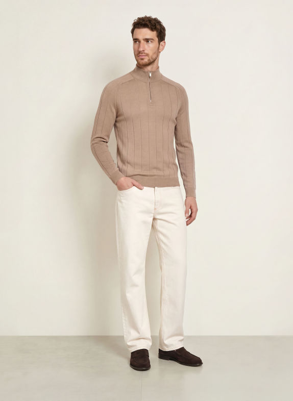 REISS Svetr troyer FINDLAY z merino vlny VELBLOUDÍ