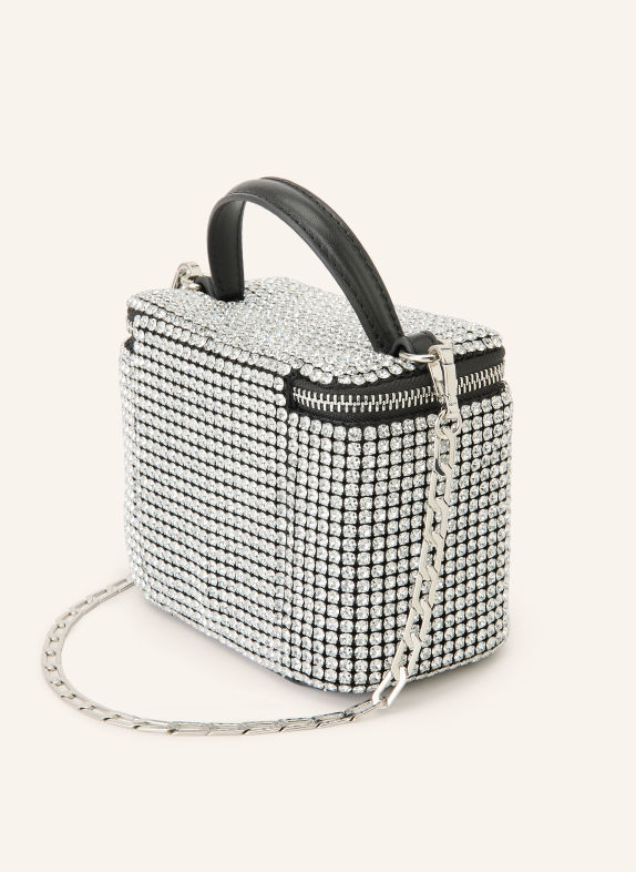 REISS Handtas NOVA MINI met sierstenen ZILVER / ZWART