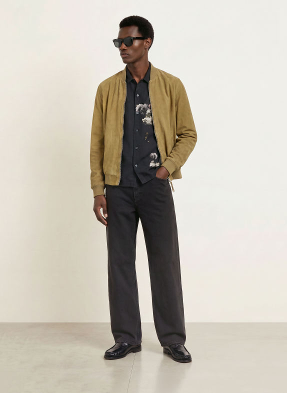 ALLSAINTS Kurzarm-Hemd FLEUR SAINT Comfort Fit SCHWARZ / ROSA / GELB