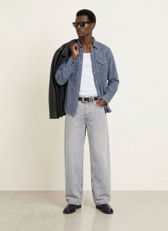 ALLSAINTS Hemd COURT Comfort Fit DUNKELBLAU / GRAU / WEISS