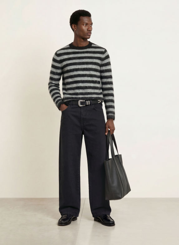 ALLSAINTS Pullover HARRY mit Mohair GRAU / SCHWARZ