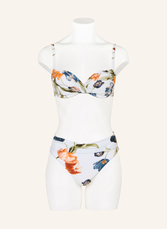 MARYAN MEHLHORN Bügel-Bikini-Top TULIPE in Wickeloptik WEISS / DUNKELORANGE / HELLGRÜN