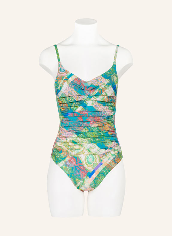 MARYAN MEHLHORN Bügel-Badeanzug JACQUARD BLAU / ROSA / GRÜN