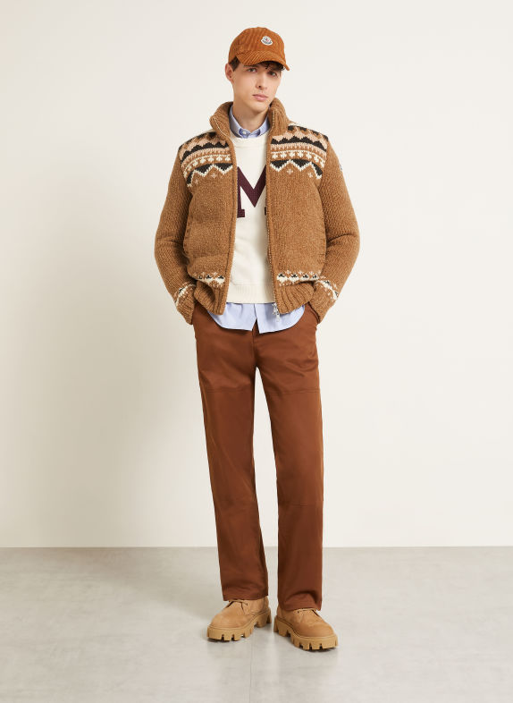 MONCLER Daunenjacke BRAUN / CREME / DUNKELGRAU