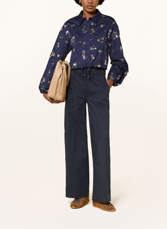CLAUDIE PIERLOT Hemdbluse mit Pailletten DUNKELBLAU / SILBER / SCHWARZ