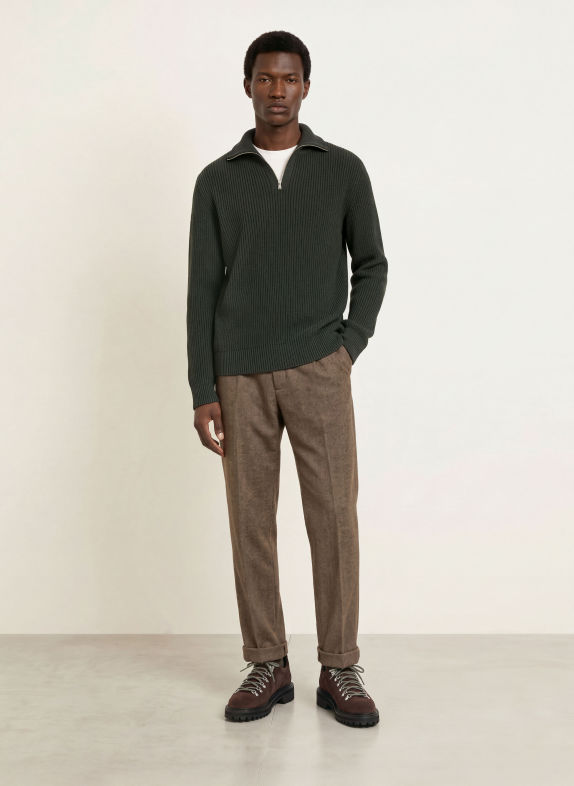 S. N. S. HERNING FENDER Half-zip sweater DARK GREEN