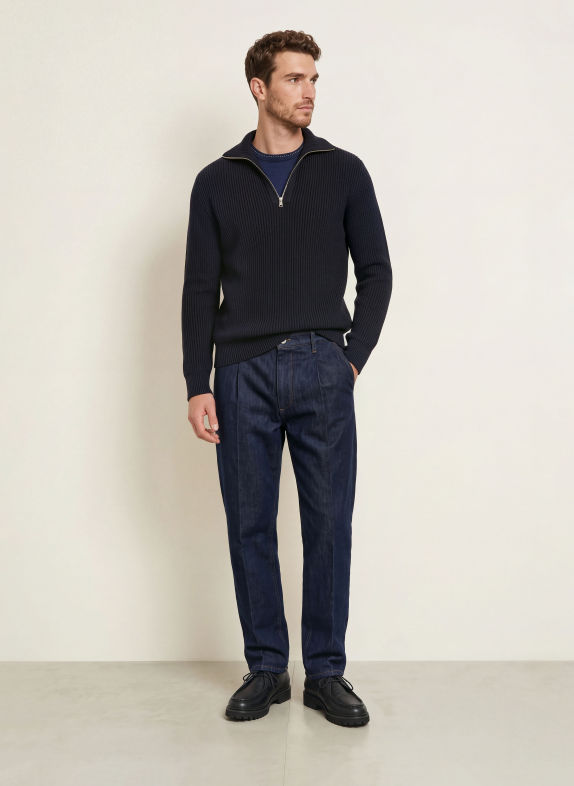 S. N. S. HERNING FENDER Half-zip sweater DARK BLUE