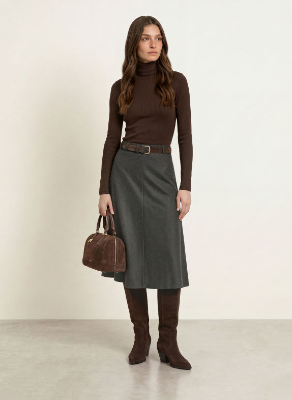 HOBBS Colshirt KIERA MARRON FONCÉ