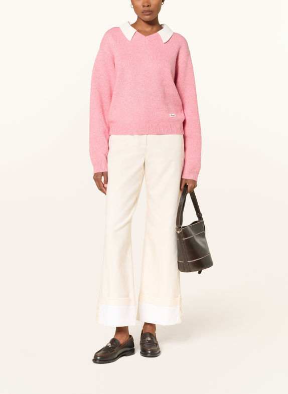 CLAUDIE PIERLOT Pullover mit abnehmbarem Kragen PINK / ECRU
