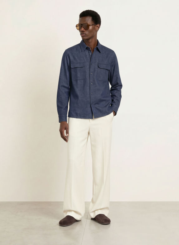 SANDRO Flanellhemd Regular Fit DUNKELBLAU