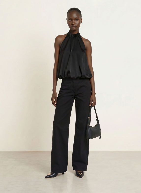 CLAUDIE PIERLOT Blusentop aus Satin SCHWARZ