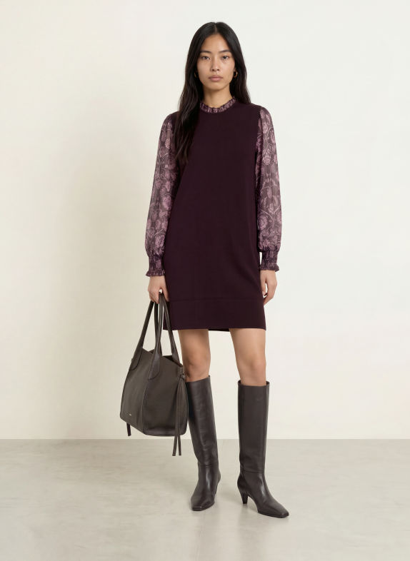 Phase Eight Robe en maille GISELLE dans un mélange de matières LILAS FONCÉ / ROSÉ