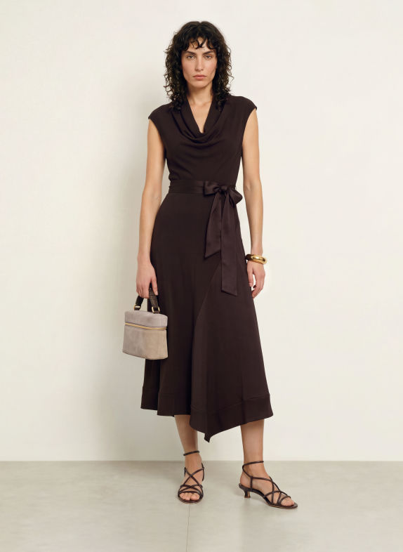 REISS Robe JUSTINE ROUGE FONCÉ
